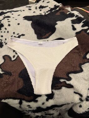 Textured White Bikini Bottom